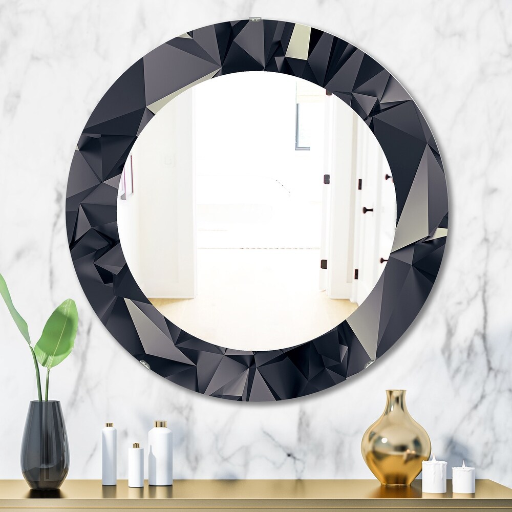 Designart 'Shades Of Black' Printed Modern Mirror   Oval or Round Wall Mirror   Black