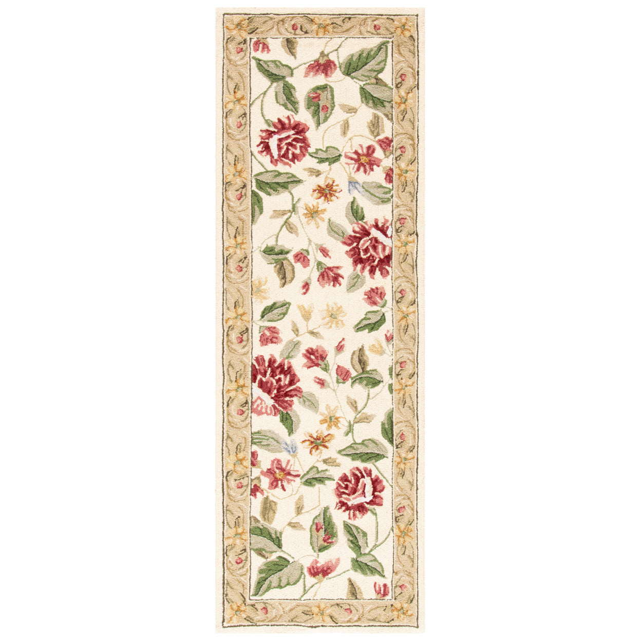 SAFAVIEH Chelsea Bosworth Floral Wool Area Rug, Ivory/Beige, 18 x 26