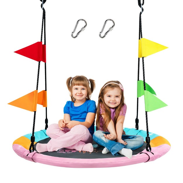 Costway 40 x27 x27 Flying Saucer Tree Swing Indoor Outdoor Swing Play Set W hanging Strap Horse