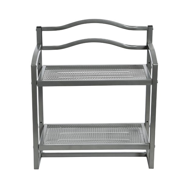 Household Essentials 2 Tier Metal Wall Mount Bathroom Storage Rack Silver