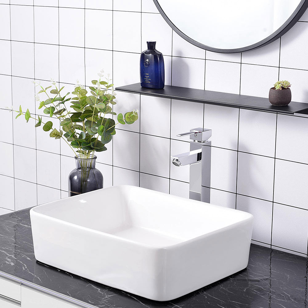 Aquaterior Bathroom Sink Faucet Square Cold & Hot 12