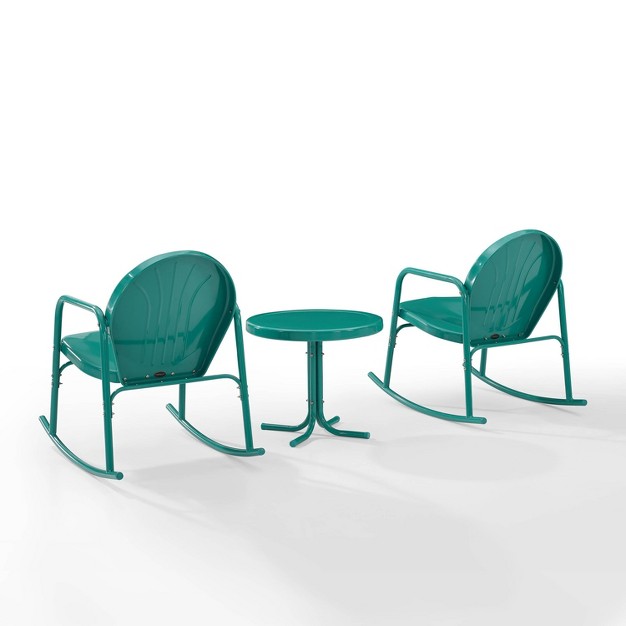 Griffith 3pc Outdoor Rocking Chair Set Turquoise Crosley