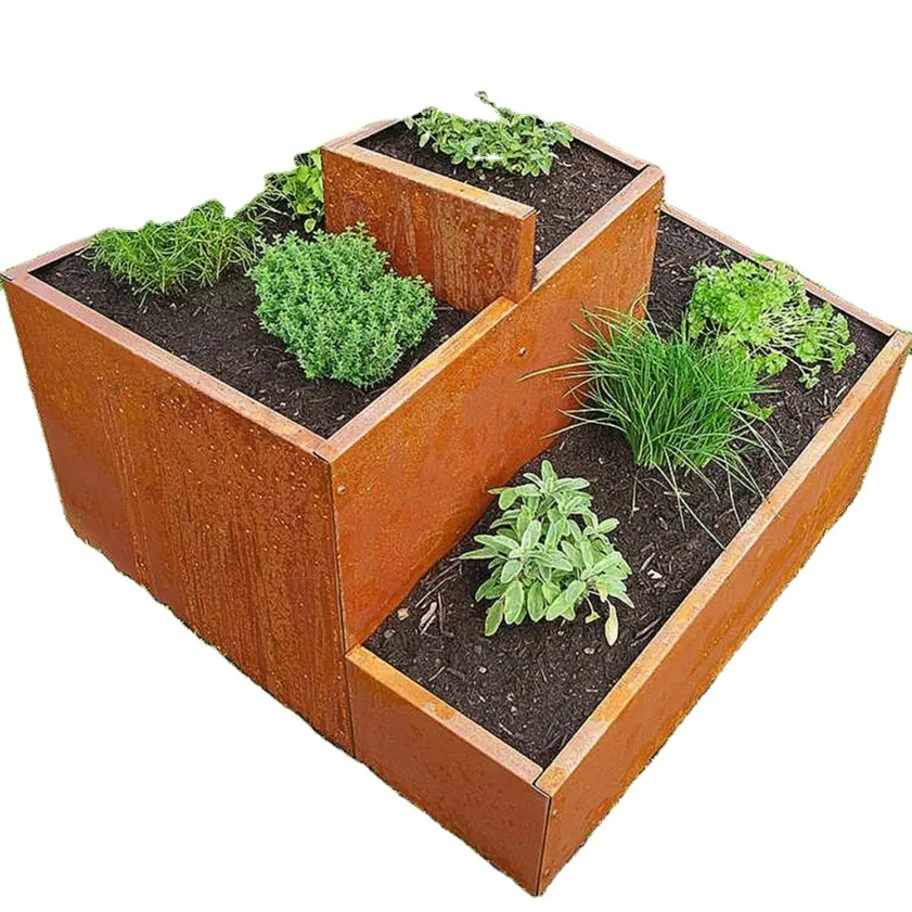 Corten Steel Rust Metal Flower Pots Planters For Garden Decor