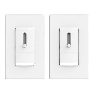 ELEGRP Slide Dimmer Switch for Dimmable LED CFLIncandescent Bulbs Single Pole 3-WayWall Plate Included White (2-Pack) DM17-WH2