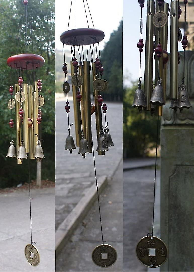 Chinese Traditional Amazing 4 Tubes 5 Bells Bronze Yard Garden Outdoor Living Wind Chimes