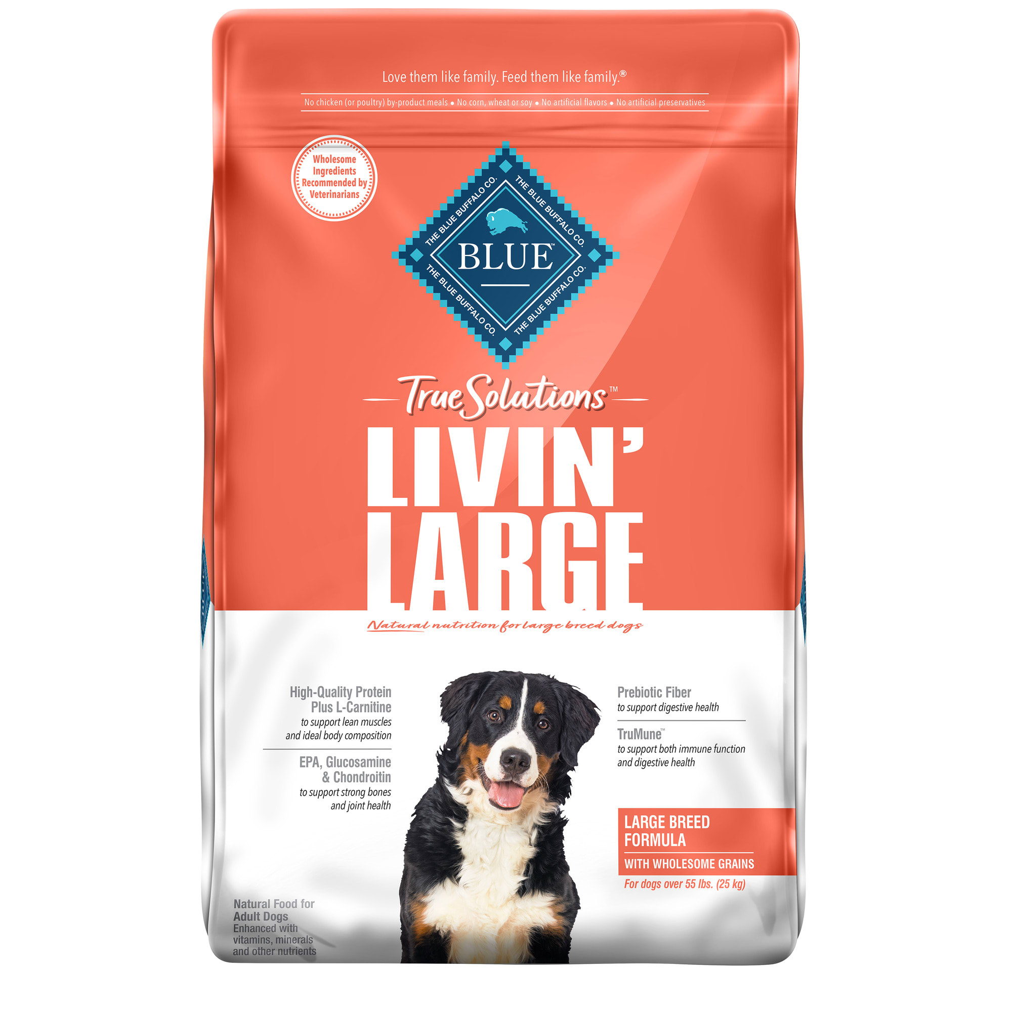 Blue Buffalo True Solutions Livin Large Natural Chicken Recipe Large Breed Adult Dry Dog Food， 24 lbs.