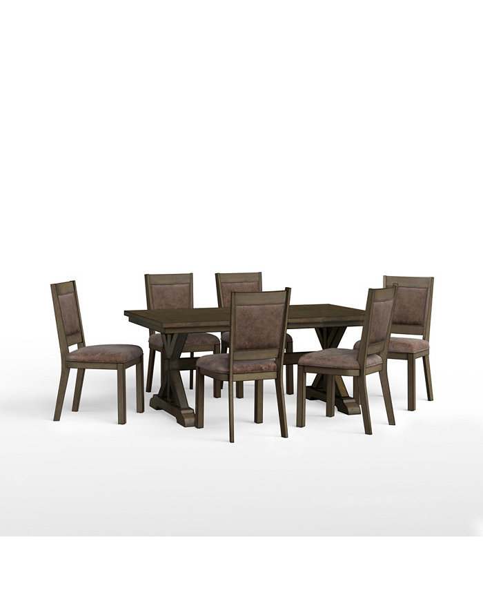 Drew and Jonathan Home Denman Dining 7-Pc Set (Rectangle Trestle Table + 6 Side Chairs)