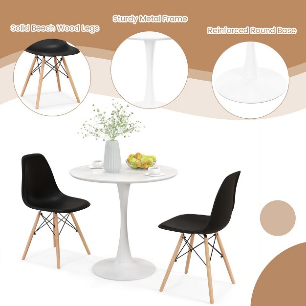 Gadgsetstore 3 Pcs Dining Set Modern Round Dining Table 2 Chairs For Small Space Kitchen