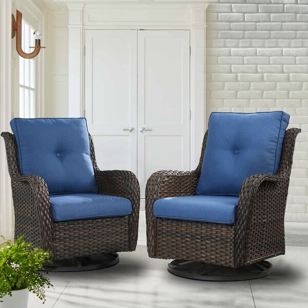 Pocassy PE Wicker Rocking Chair Swivel Chairs Glider Chair