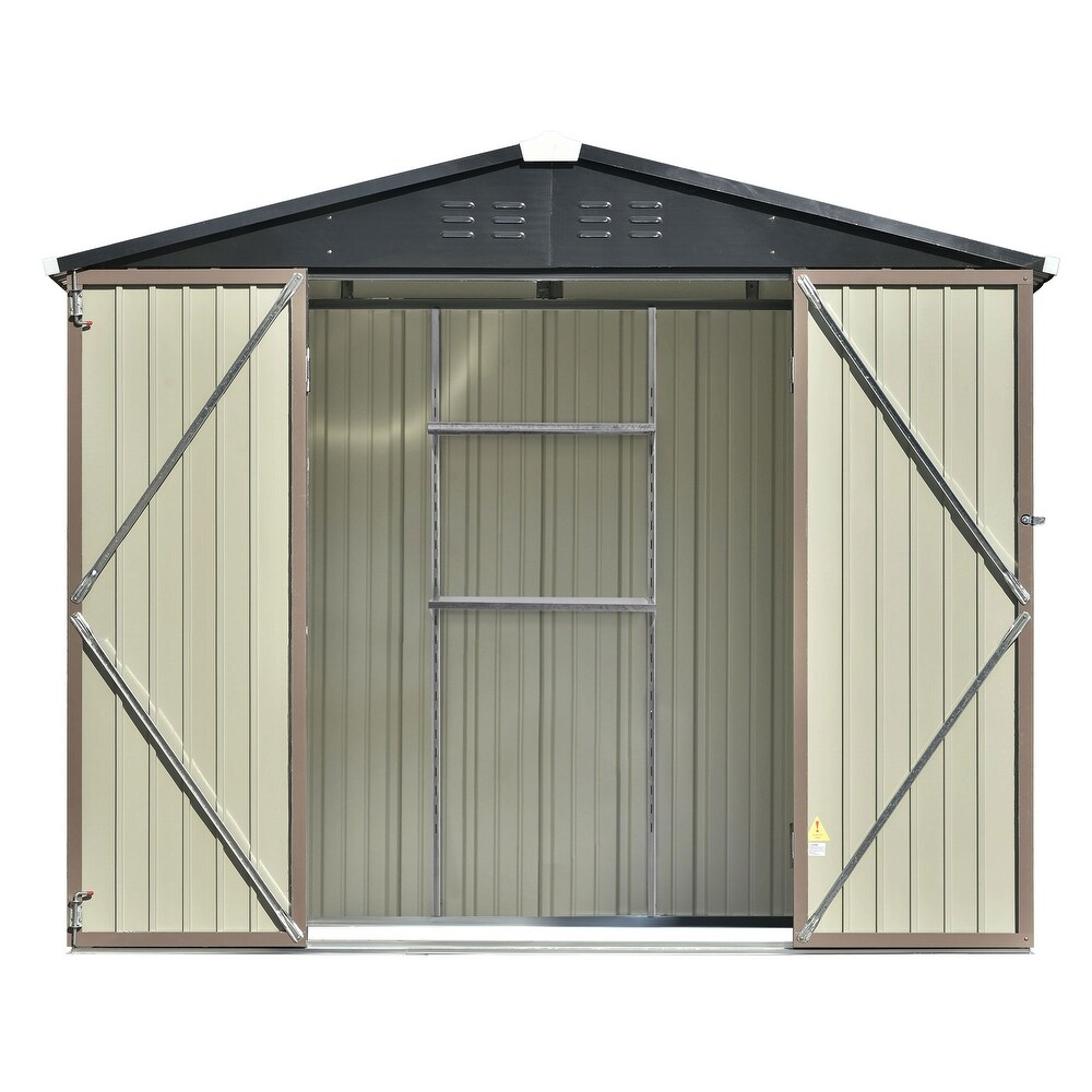 Metal Storage Shed with Adjustable Shelf and Lockable Doors Tool Cabinet with Vents