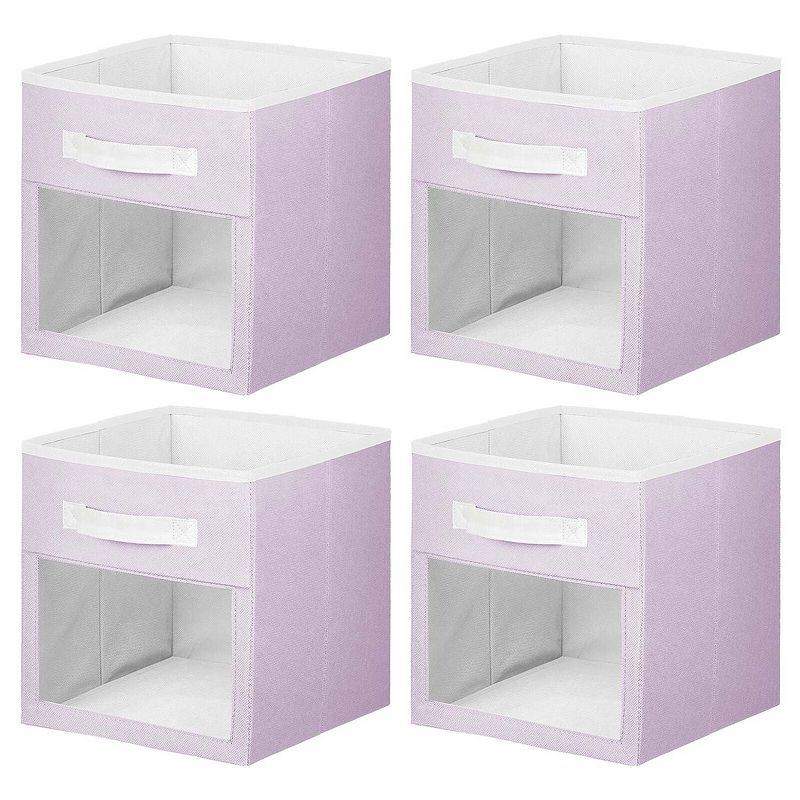 mDesign Fabric Nursery Storage Cube with Front Window - 4 Pack