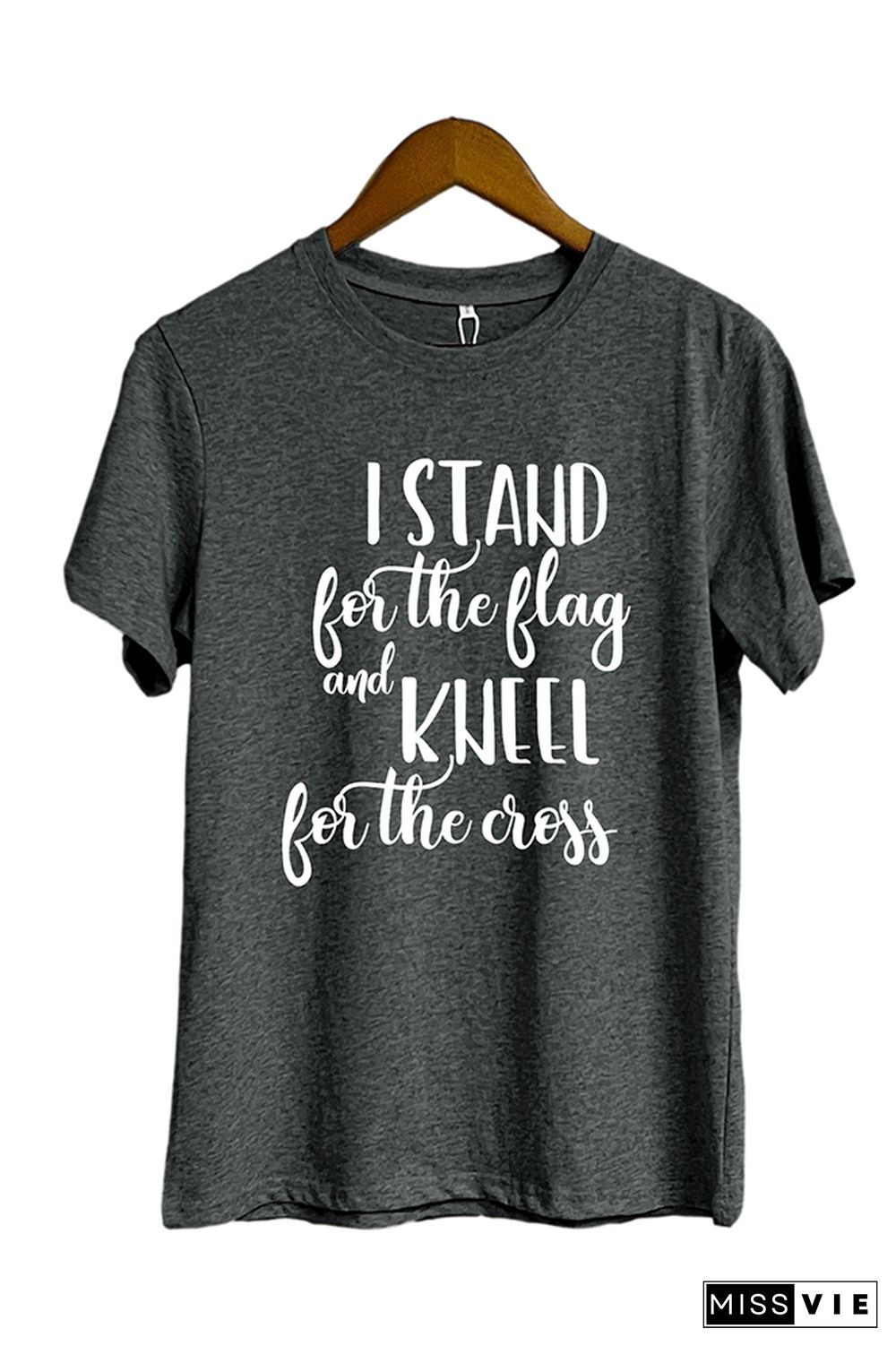 I Stand for the Flag and Kneel for the Cross Over Fear Short Sleeve Graphic Tee Wholesale