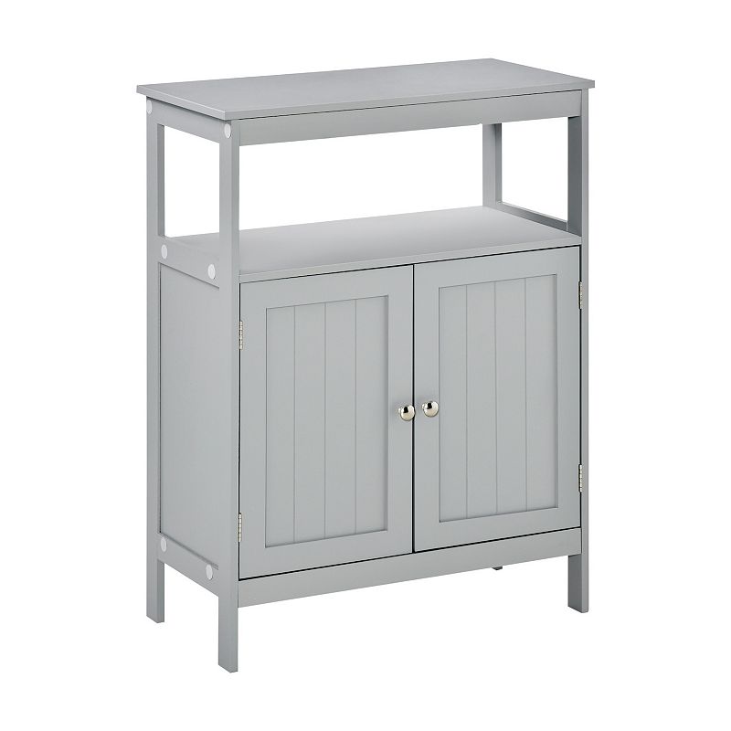 Kleankin Freestanding Modern Bathroom Storage Cabinet with Doors and Open Shelf Bathroom Organizer Furniture Grey