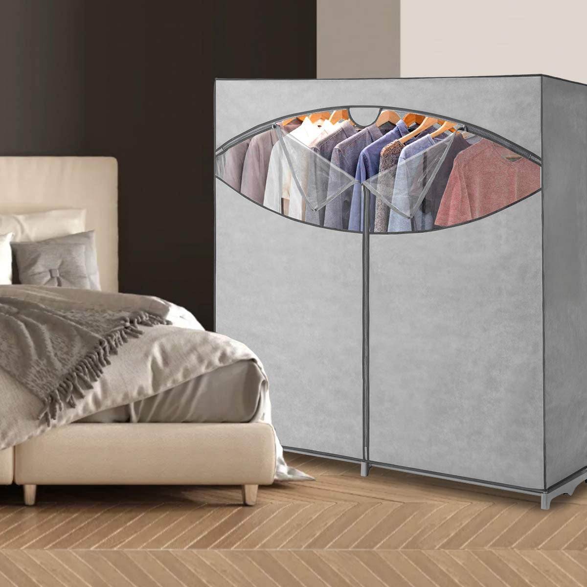 Portable Wardrobe Clothes Storage Closet - Hanging Rack - 60