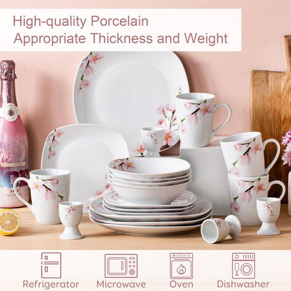 VEWEET Annie 20-Piece Casual Printed white Porcelain Dinnerware Set (Service for 4) ANNIE003