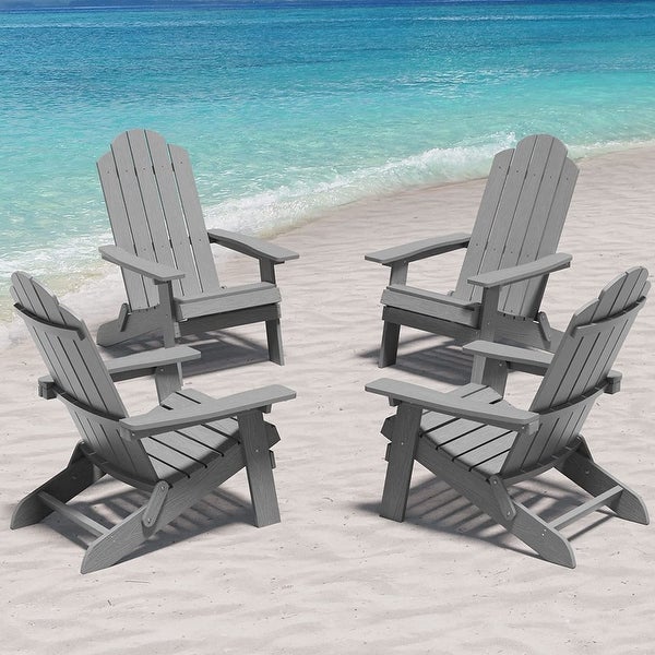 WINSOON All Weather HIPS Outdoor Folding Adirondack Chairs Outdoor Chairs Set of 4 - Overstock - 36011386