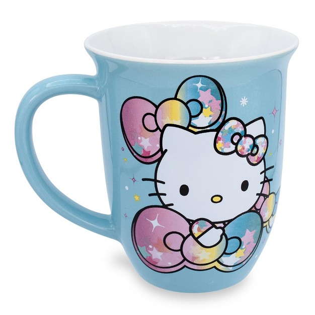 Silver Buffalo Sanrio Hello Kitty Pastel On Rainbow Wide Rim Ceramic Mug Holds 16 Ounces