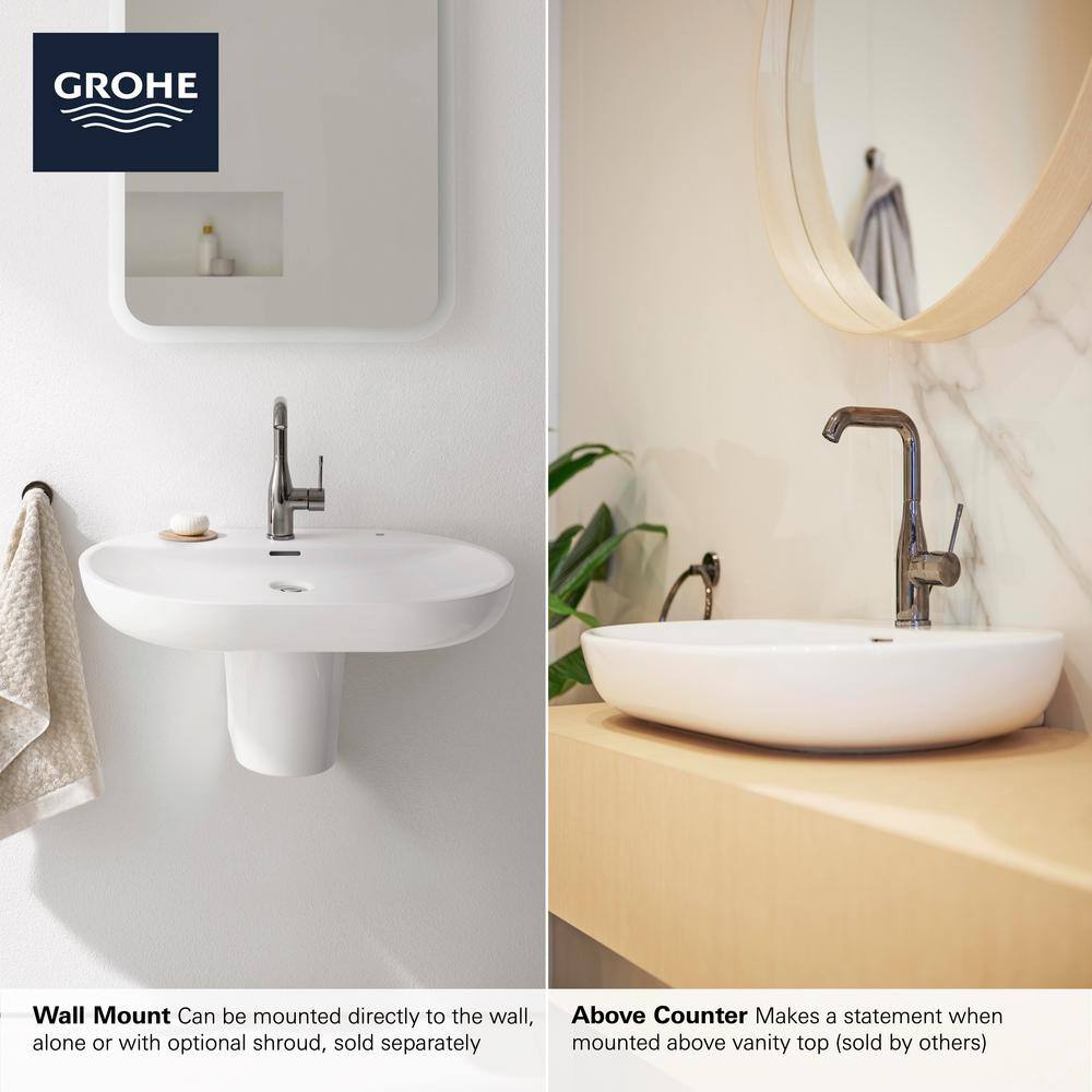 GROHE Essence Single-Hole Wall Mounted Fireclay Bathroom Sink in Alpine White 39669000