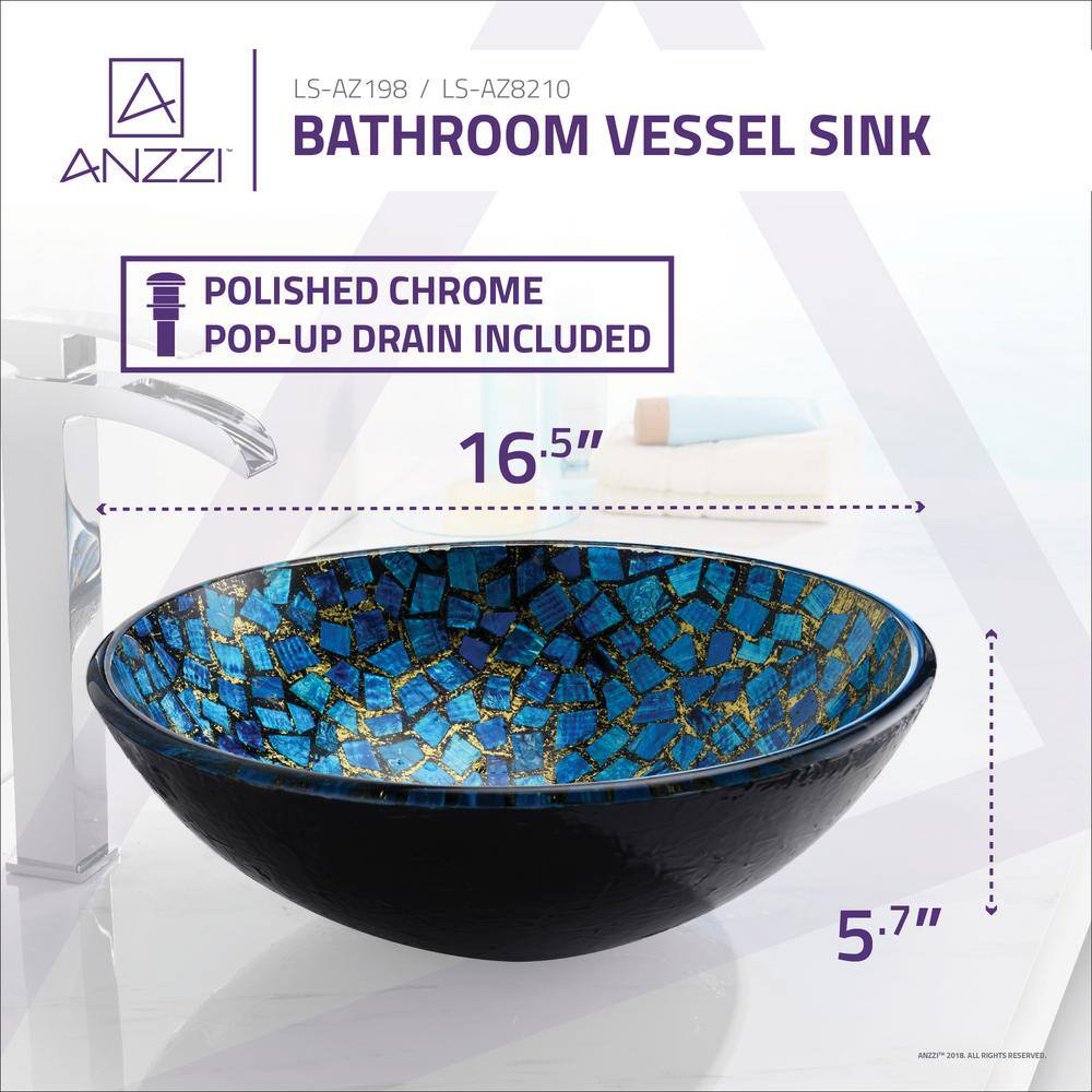 ANZZI Chipasi Vessel Sink in BlueGold Mosaic LS-AZ8210