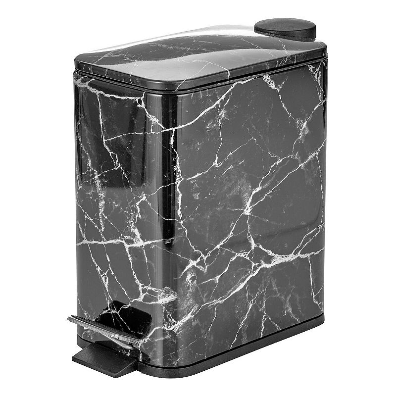 mDesign 5L Slim Metal Step Trash Can with Lid/Liner Bucket