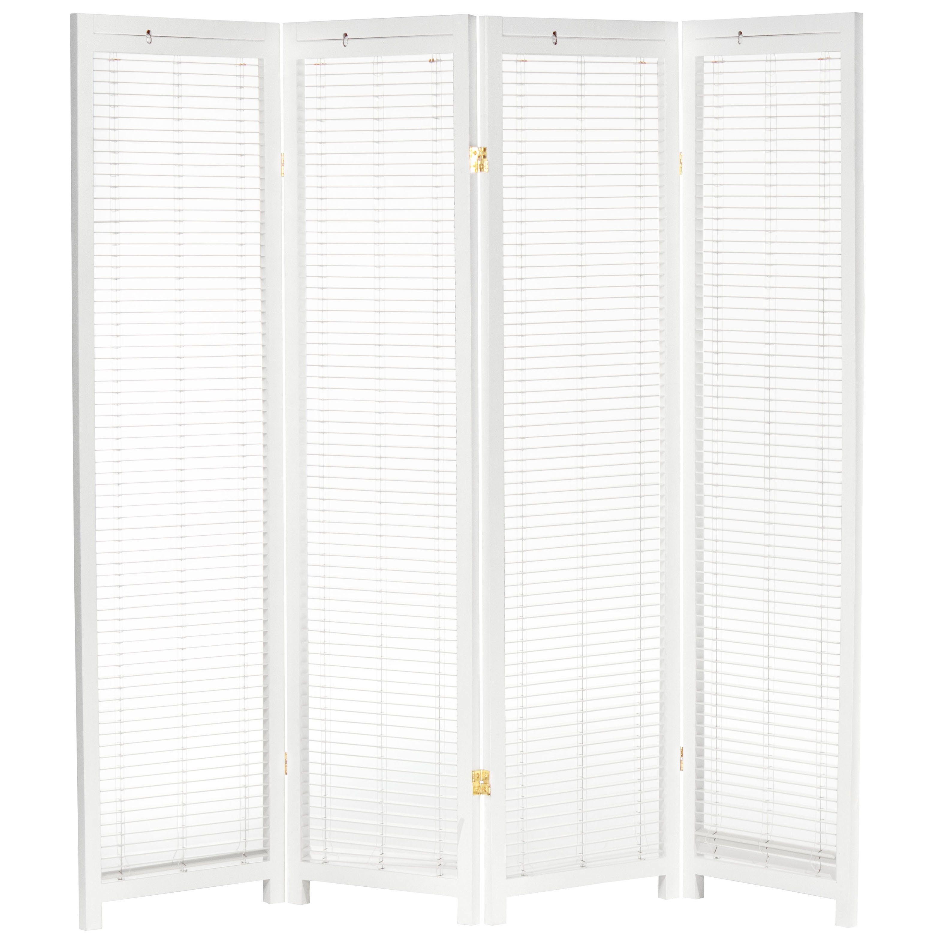 Oriental Furniture 6 ft. Tall Adjustable Shutter Room Divider White - 4 Panel