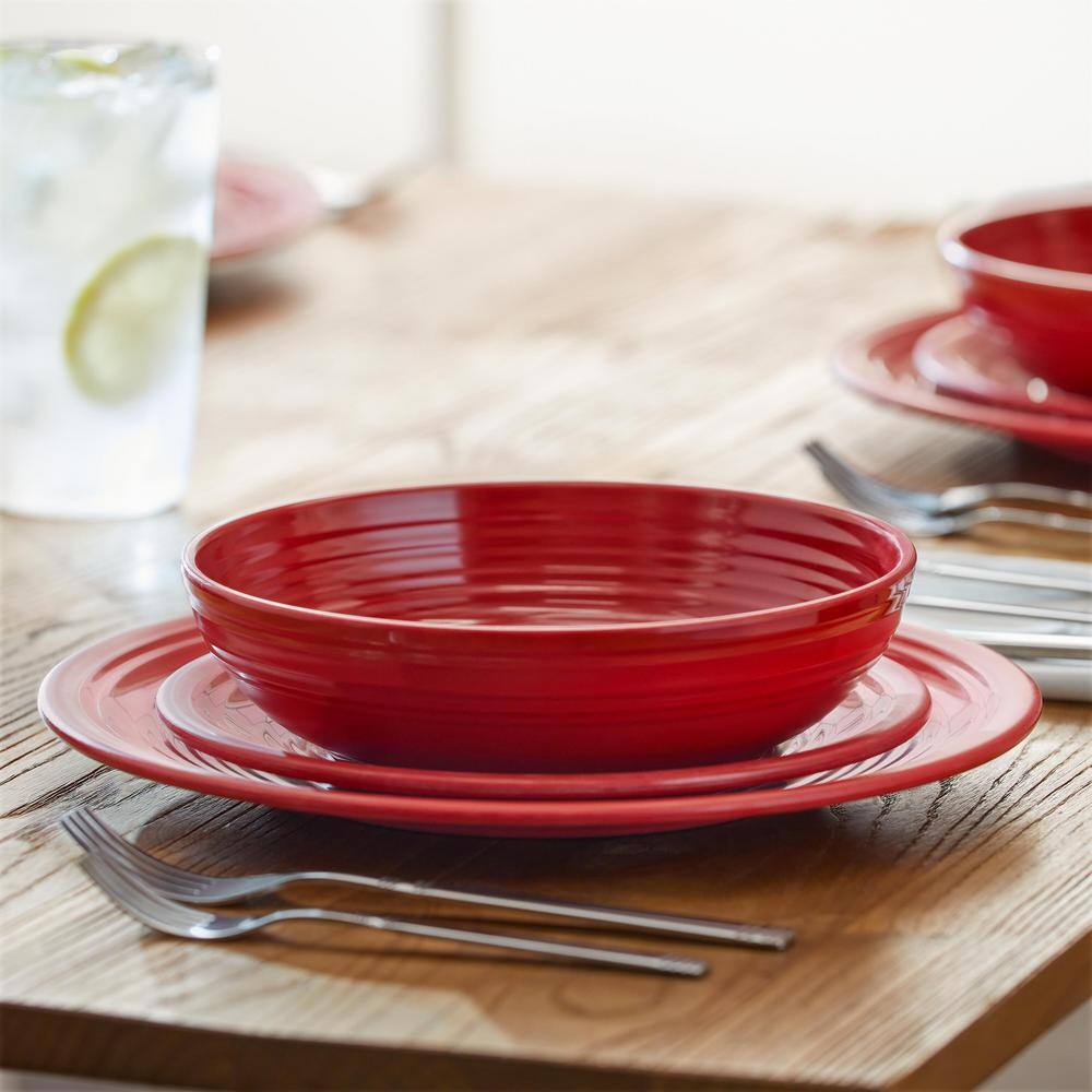 StyleWell Taryn Melamine Dinnerware Set in Ribbed Chili Red (Service for 4) FF58SETCHI