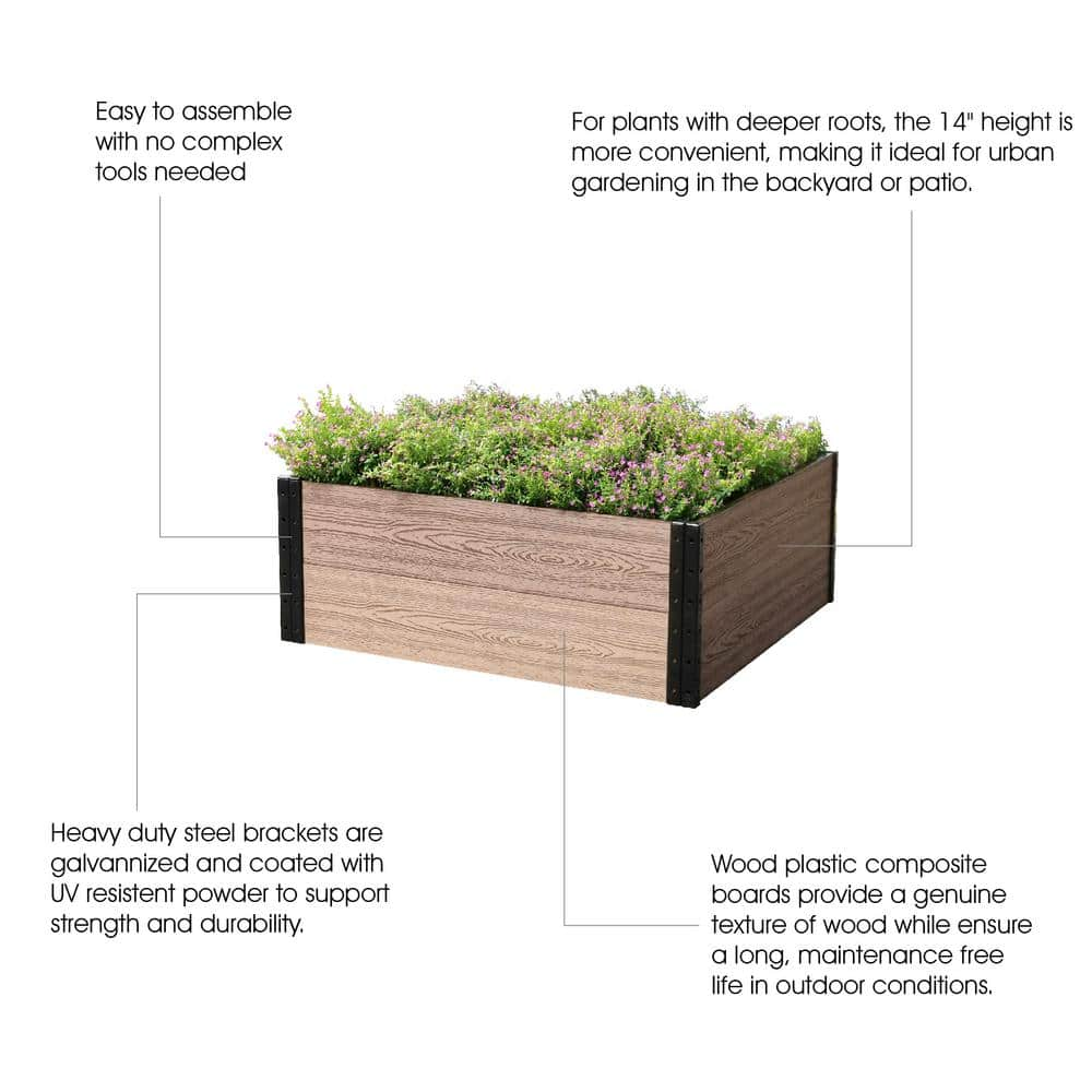 EverBloom 36 in. L x 38 in. W x 14 in. H Deep-Root Composite Raised Garden Bed R143638