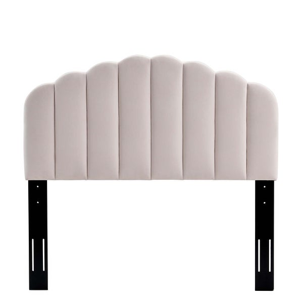 Burney Scalloped Pink Velvet Upholstered Full/Queen Size Headboard - - 31684736