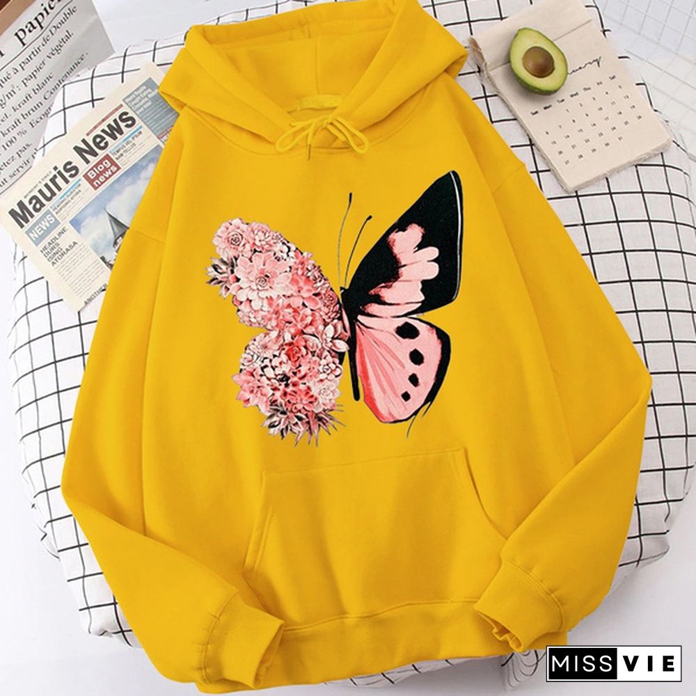 Fashion Funny Butterfly Hoodies For Women Creative Personalized Autumn Winter Sweatshirt Ladies Pullovers