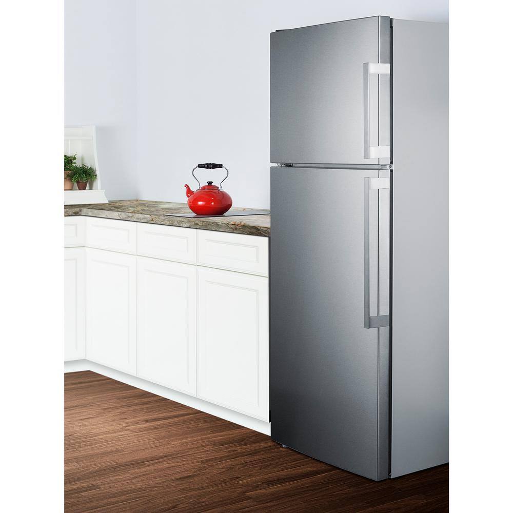 Summit Appliance 27.63 in. 12.6 cu. ft. Top Freezer Refrigerator in Stainless Steel Counter Depth FF1512SSIMLHDE