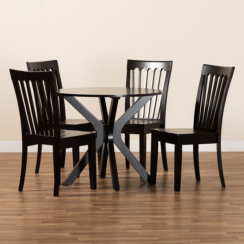 Baxton Studio Zora Dining Table and Chair 5-piece Set