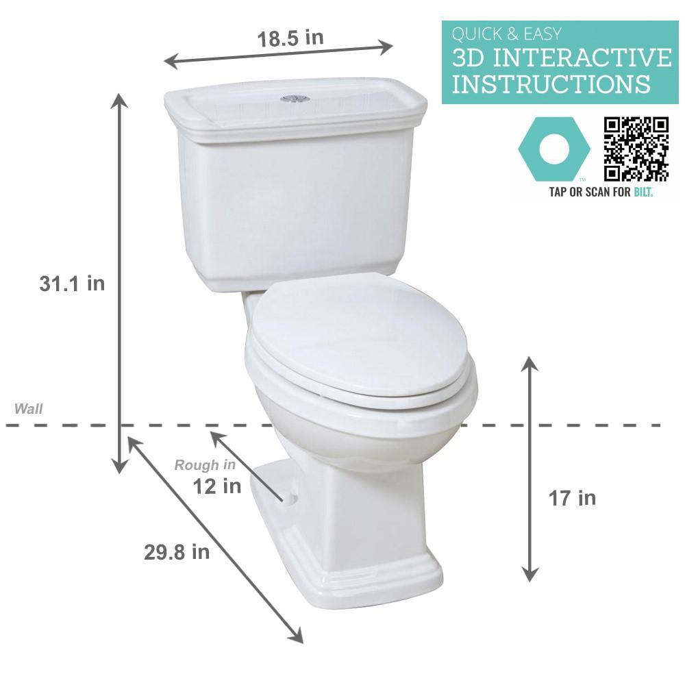 Glacier Bay 2-piece 1.0 GPF1.28 GPF High Efficiency Dual Flush Elongated Toilet in White N2430E