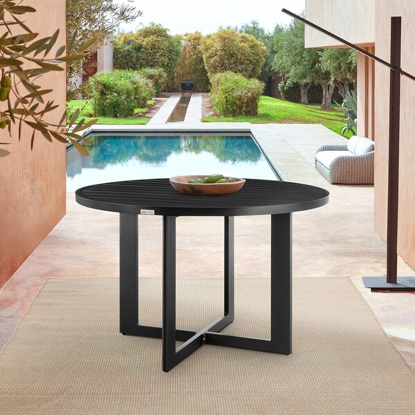 Cayman Black Aluminum Metal All Weather Outdoor Patio Table for 46 People 48