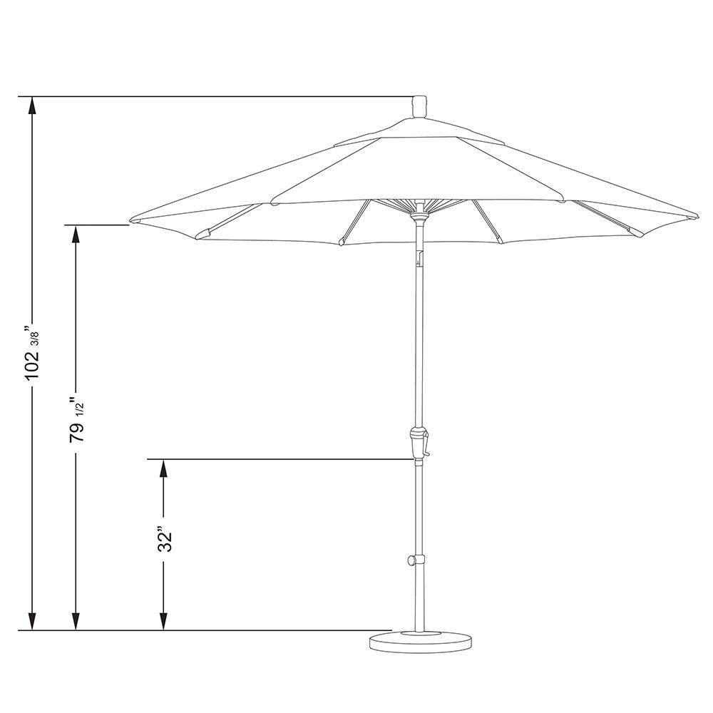 California Umbrella Sunset Series 9 Ft Octagonal Aluminum Auto Tilt Patio Umbrella W/ Crank Lift