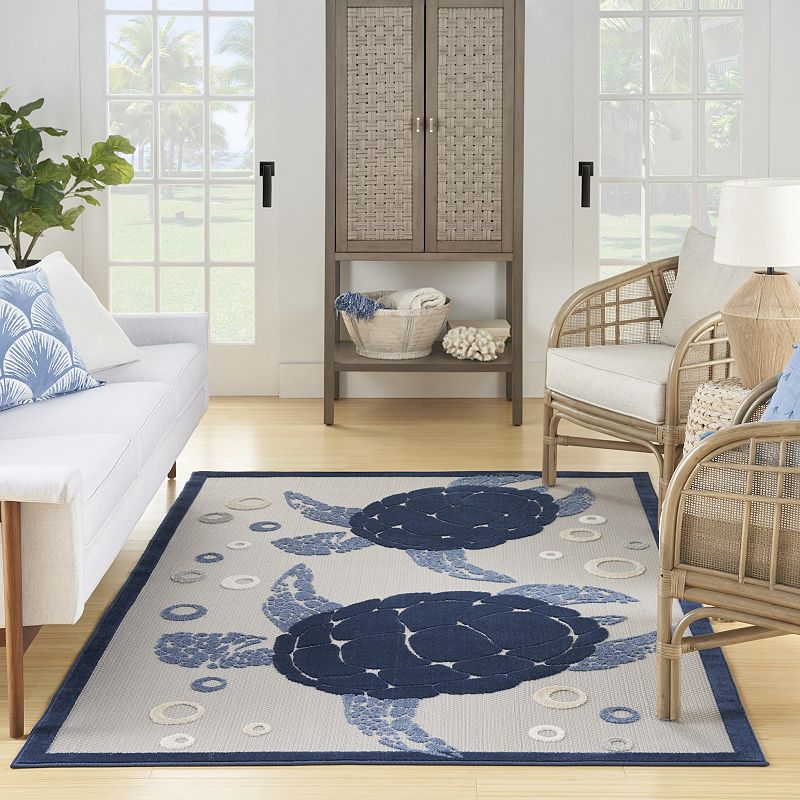 Nourison Aloha Coastal Sea Turtle Outdoor Rug