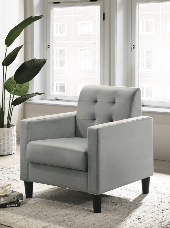 Hale Velvet Accent Armchair With Tufting   Transitional   Armchairs And Accent Chairs   by Lilola Home  Houzz