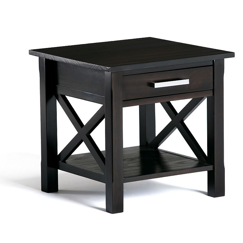 Simpli Home Kitchener Solid Wood 21 in. Wide Square Contemporary End Side Table