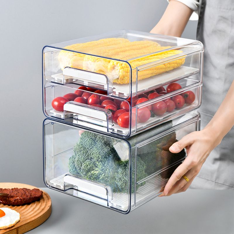 Multi-Functional Drawer， Produce Saver， Organizer Bins， 2 Layers