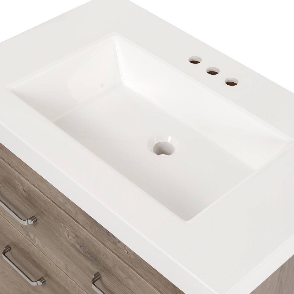 Glacier Bay Woodbrook 31 in. W x 19 in. D Bath Vanity in White Washed Oak with Cultured Marble Vanity Top in White with White Sink WB30P2-WO