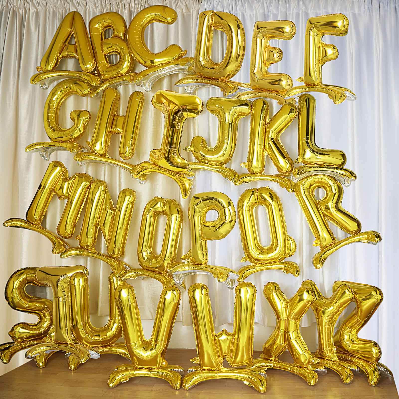 Gold Self Standing Helium/Air Mylar Foil Letter and Number Balloons 27