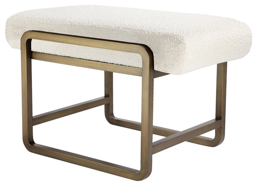 American Home Classic Cole Modern Stainless Steel/Boucle Stool in Brass/Ivory   Contemporary   Footstools And Ottomans   by American Home Classic Inc.  Houzz