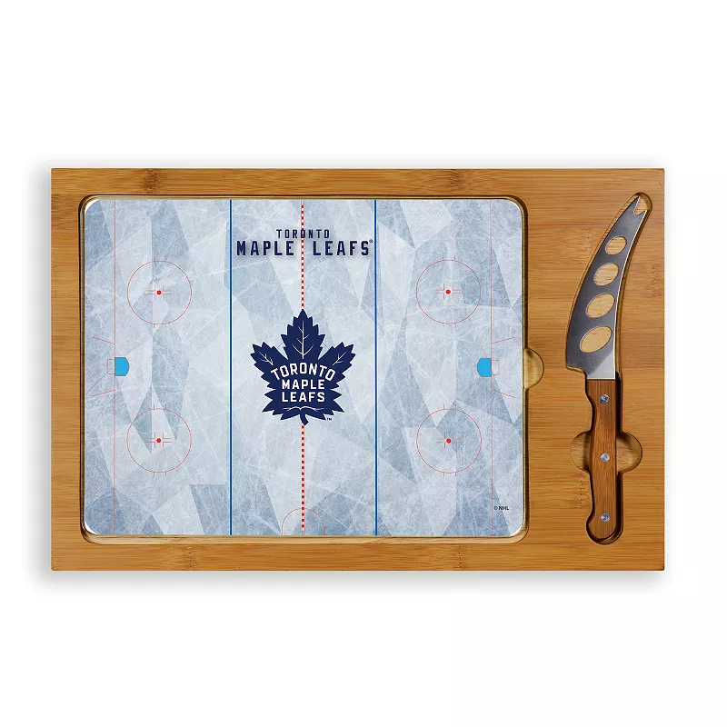 Picnic Time Toronto Maple Leafs Icon Glass Top Cutting Board and Knife Set