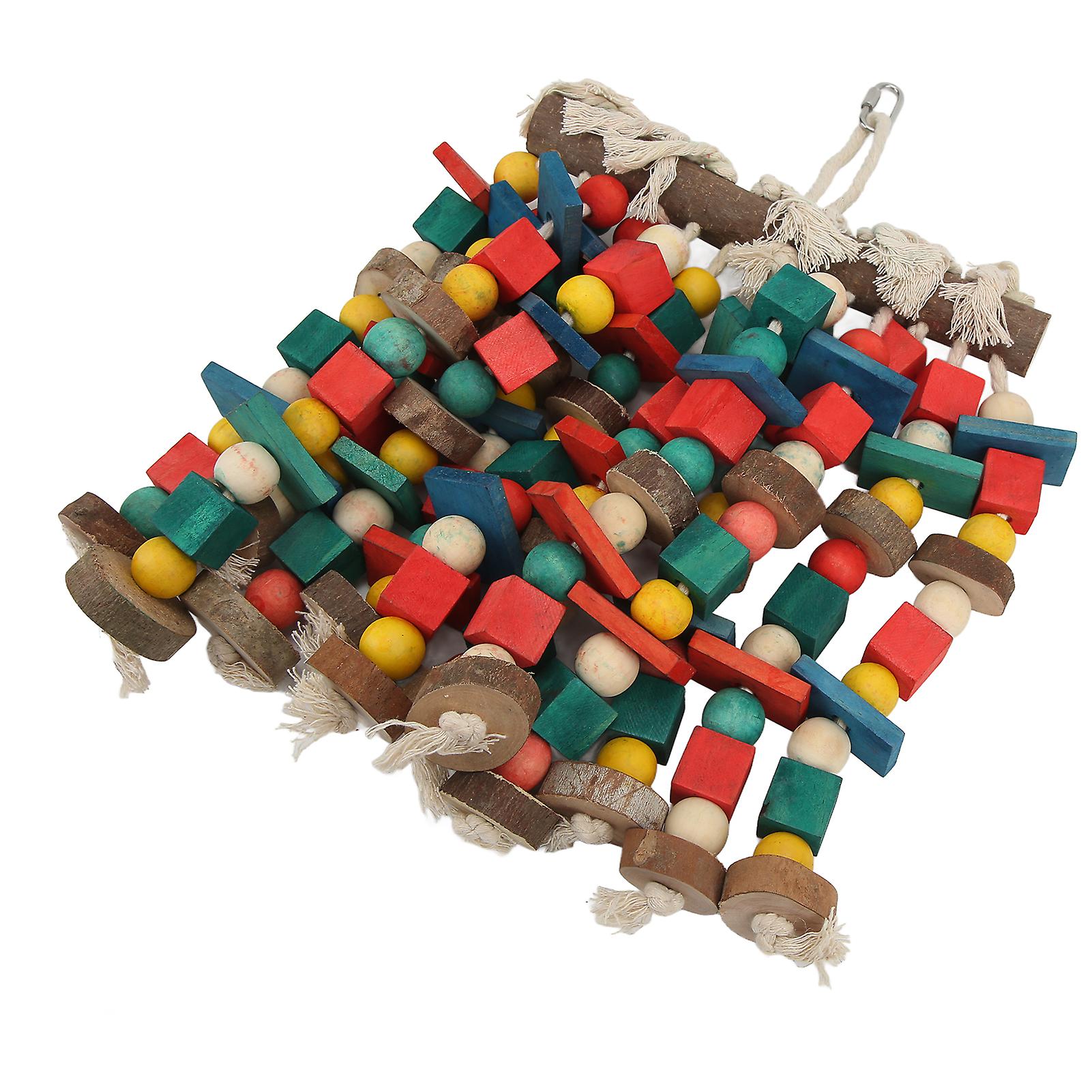 Bird Chewing Toy Wooden Block Colorful Parrot Cage Bite Toys For African Grey Cockatoos African Parrot Fig Parrot