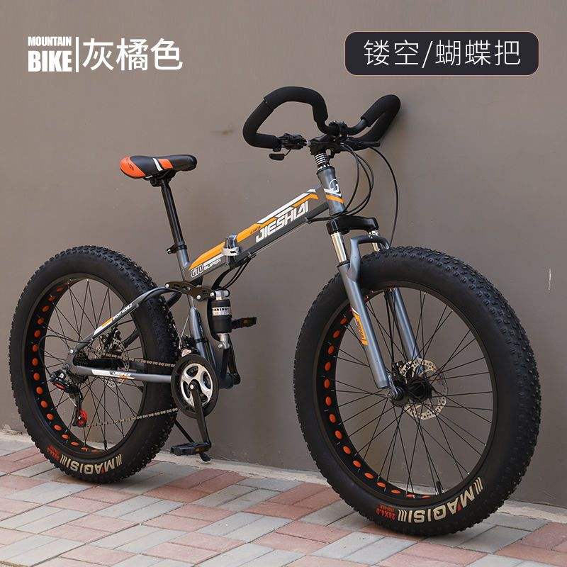 OEM  customized Foldable 26*4.0 snow bike mtb folding downhill mountain bike with fat thick wide big wheel fat bike For Adults