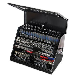 Montezuma 31 in. W x 20 in. D Portable Triangle Top Tool Chest for Sockets Wrenches and Screwdrivers in Black Powder Coat LA400B