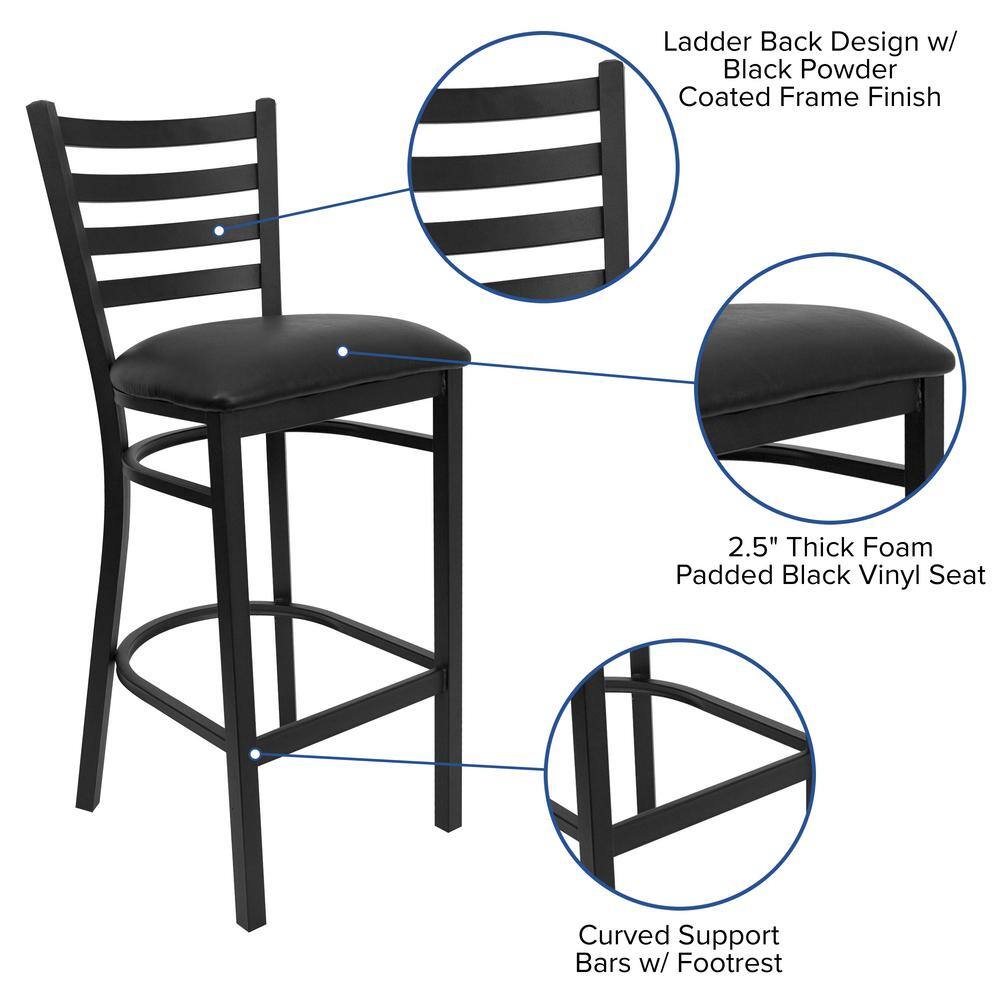 Flash Furniture 30 in. Black Cushioned Metal Bar Stool XUDG697BBARBKV