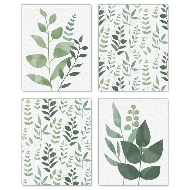 Big Dot Of Happiness Boho Botanical Unframed Greenery Linen Paper Wall Art Set Of 4 Artisms 8 X 10 Inches