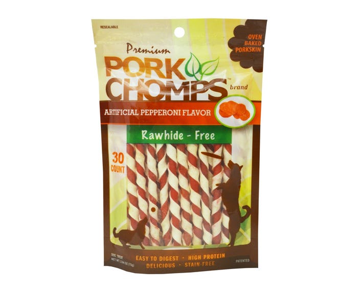 Pork Chomps Pepperoni Mini Twist， 30 Count Bag