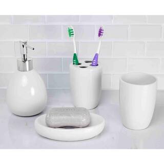 Home Basics 4-Piece Bath Accessory Set in White HDC50651