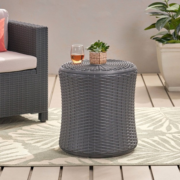 Olivo Patio Faux Wicker Patio Table Dark Gray Christopher Knight Home